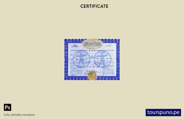 listo para imprimir plantilla de certificado de matrimonio azul del estado de Wa
